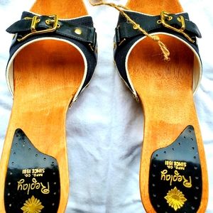 Replay Wooden Black Mules